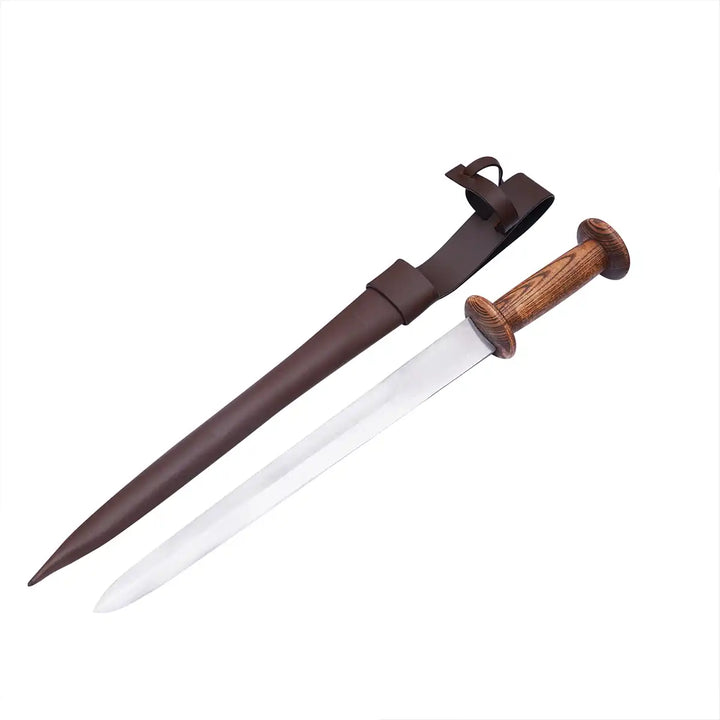 Steel Dagger Roundell With Wooden Handle And Sheath