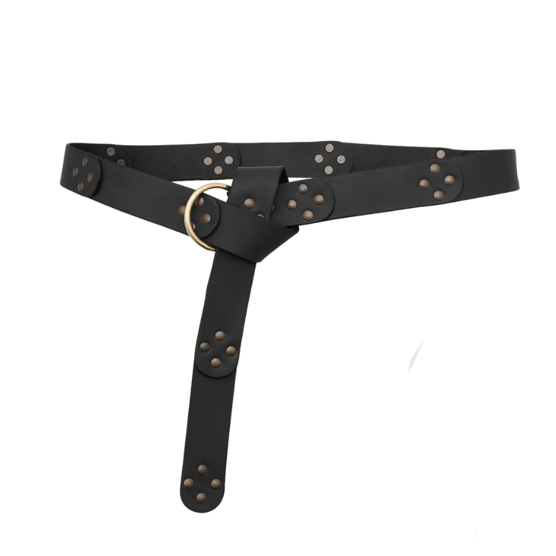 Leather Ring Belt With Brass Rivited Segments