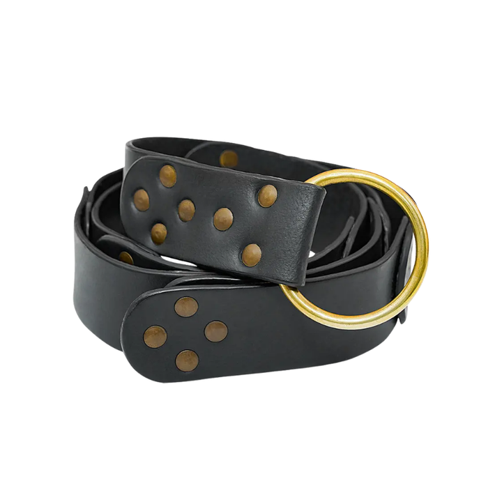 Leather Ring Belt With Brass Rivited Segments