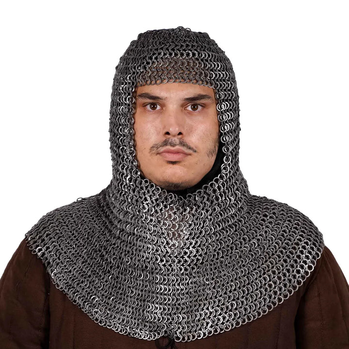 Chainmail Coif Square Faced - Riveted Flat Ring / Flat Solid Ring - 9 mm 17 Gauge