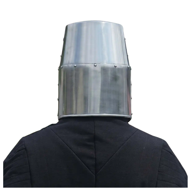 Steel 13th Century Crusader Great Helm with Brass Cross Overlay
