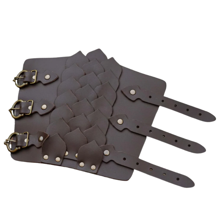 Leather Bracer with Layered Scale Pattern