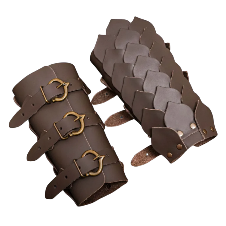 Leather Bracer with Layered Scale Pattern